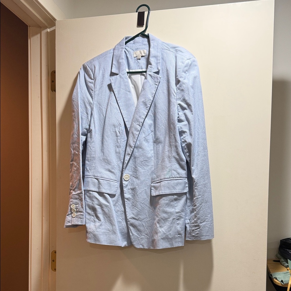 LOFT Striped Blue and White Blazer